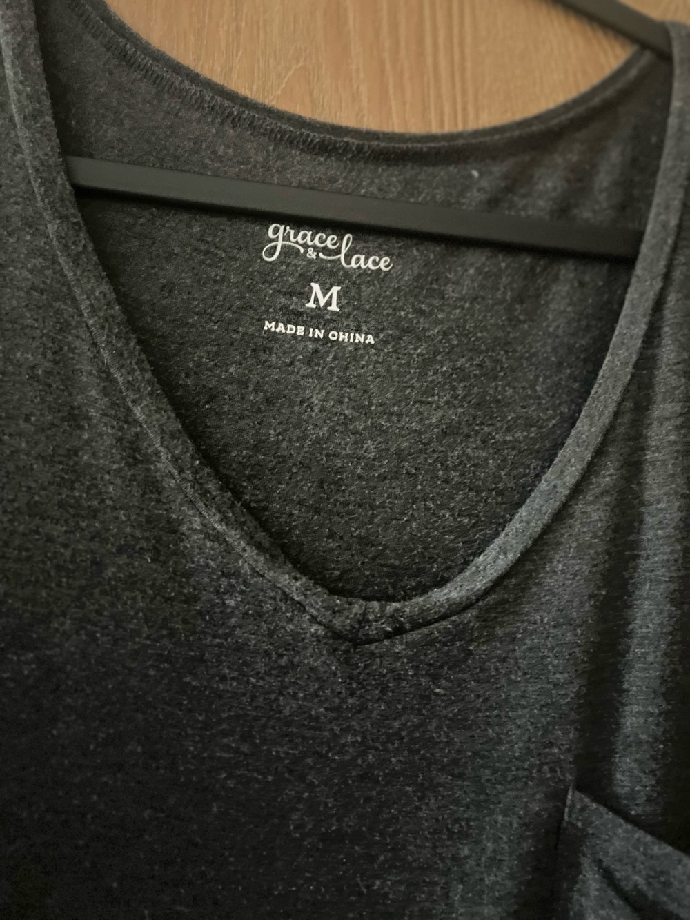 Grace & Lace Charcoal Scoop long sleeve Neck Tee
